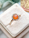 14k Victorian Carnelian Cabochon & Diamond Ring