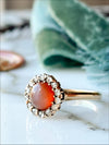 14k Victorian Carnelian Cabochon & Diamond Ring