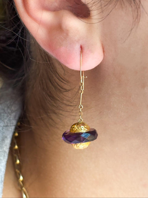 14k Antique Victorian Amethyst Drop Earrings