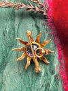 14k Antique Amethyst Starburst Brooch