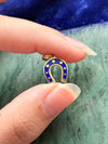 14k Contemporary Blue Enamel Horseshoe Pendant
