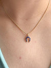 14k Contemporary Blue Enamel Horseshoe Pendant