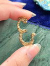 21k Vintage Gold Nugget Letter "E" Pendant
