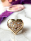 14k Vintage 0.72cttw Old Mine Cut Diamond Heart Ring
