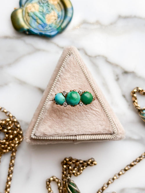 18k Antique Victorian Persian Turquoise and Diamond Ring