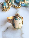 14k Victorian Eqyptian Faience Scarab Ring