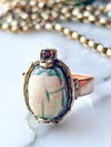 14k Victorian Eqyptian Faience Scarab Ring