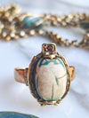 14k Victorian Eqyptian Faience Scarab Ring