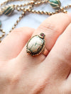 14k Victorian Eqyptian Faience Scarab Ring