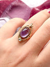 10k Art Nouveau Amethyst and 0.25ct Diamond Ring