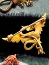 14k Art Nouveau Krementz Dragon Gold and Enamel Brooch