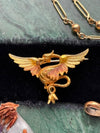 14k Art Nouveau Krementz Dragon Gold and Enamel Brooch