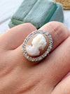 14k Edwardian Hardstone Cameo w/ Diamond Halo