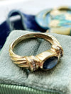 14k Vintage Sapphire Cabochon & Diamond Ring